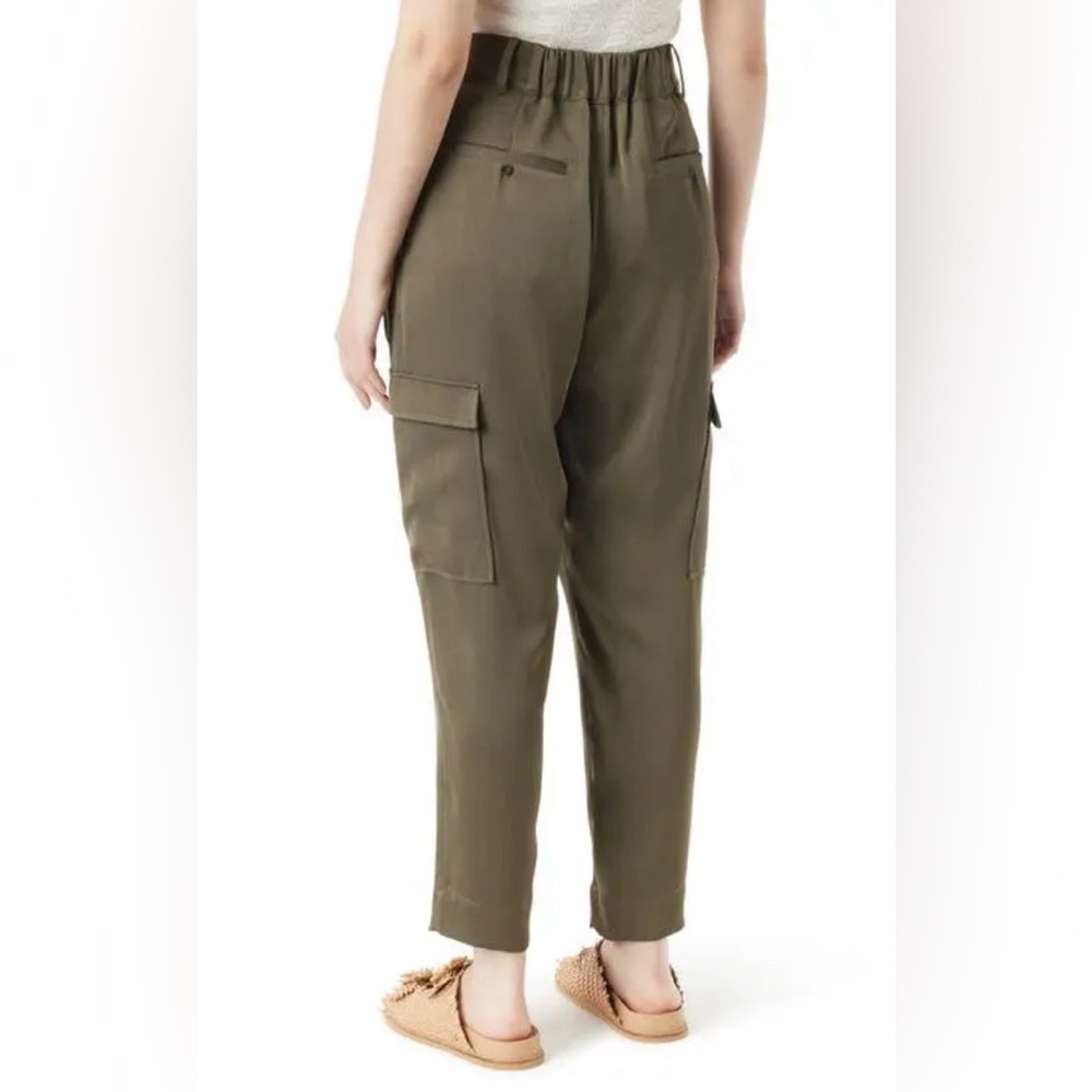NWOT SAM EDELMAN Laila Pleated Tapered Cargo Pants in Kalamata Size 6 - Picture 2 of 15